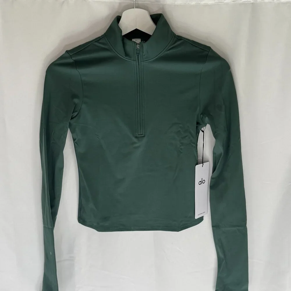 ALO Yoga Softsculpt 1/4 Zip Longsleeve NWT Clover Green - Picture 2 of 10